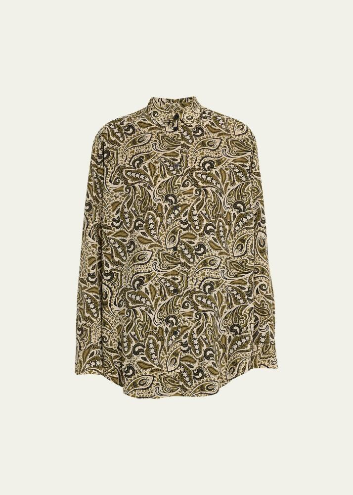 Matteau Paisley-Print Long-Sleeve Silk Shirt Cover