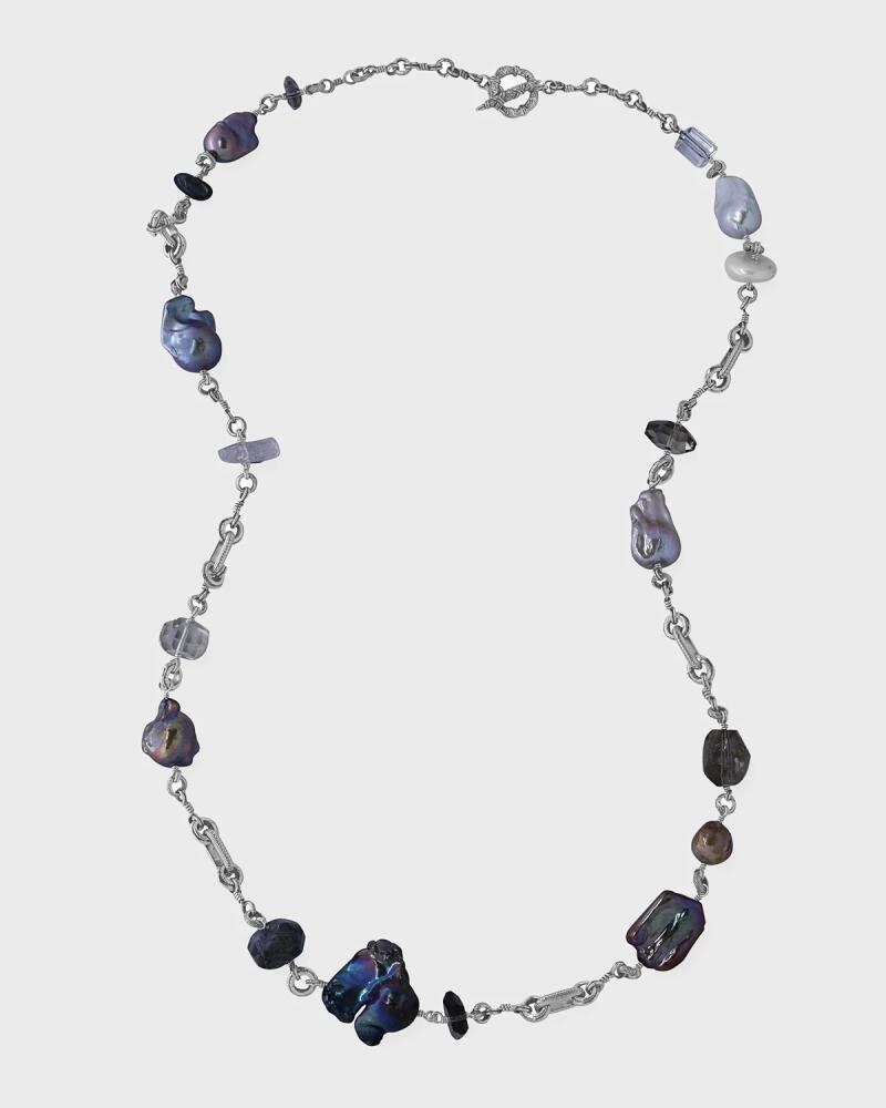 Stephen Dweck Labradorite, Agate, Quartz and Pearl Chain Necklace, 39"L Cover