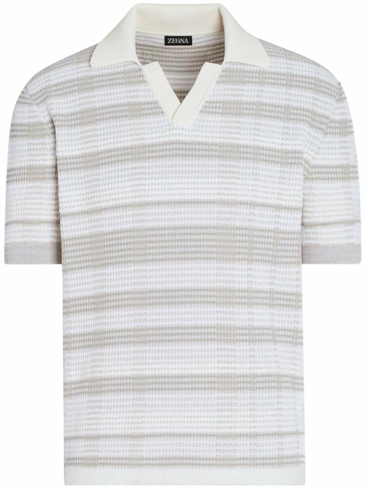 Zegna stripe-pattern cotton-blend polo shirt - White Cover