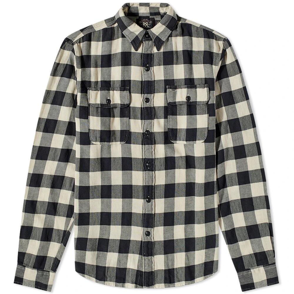 RRL Men's Matlock Check Shirt in Black/Cream Cover