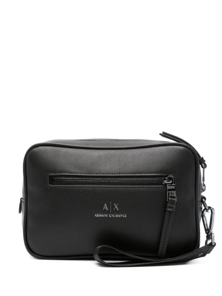 Armani Exchange embossed-logo wash bag - Black Cover