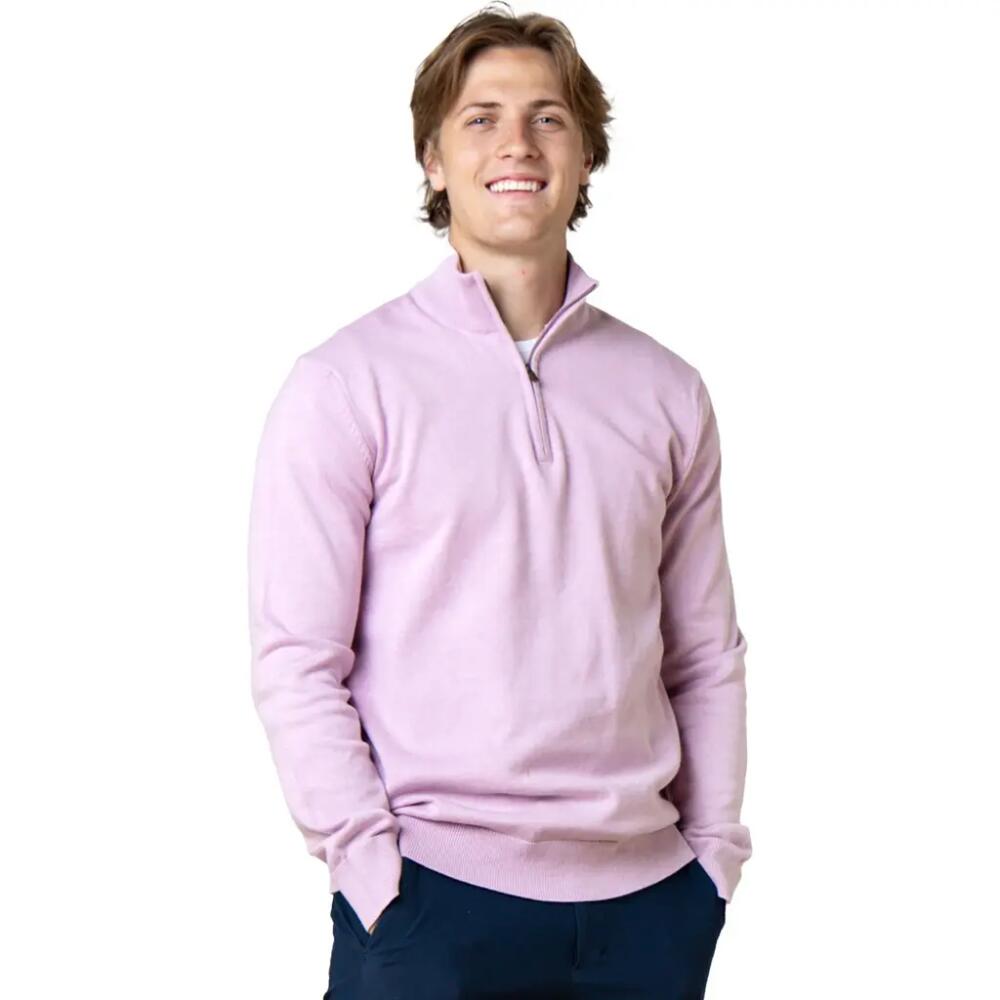 Hope & Henry Men's Organic Fine Gauge Half Zip Sweater in Lavender Marl Cover