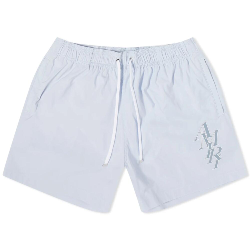 AMIRI Men's Stack Logo Swim Shorts in Grey Dawn Cover