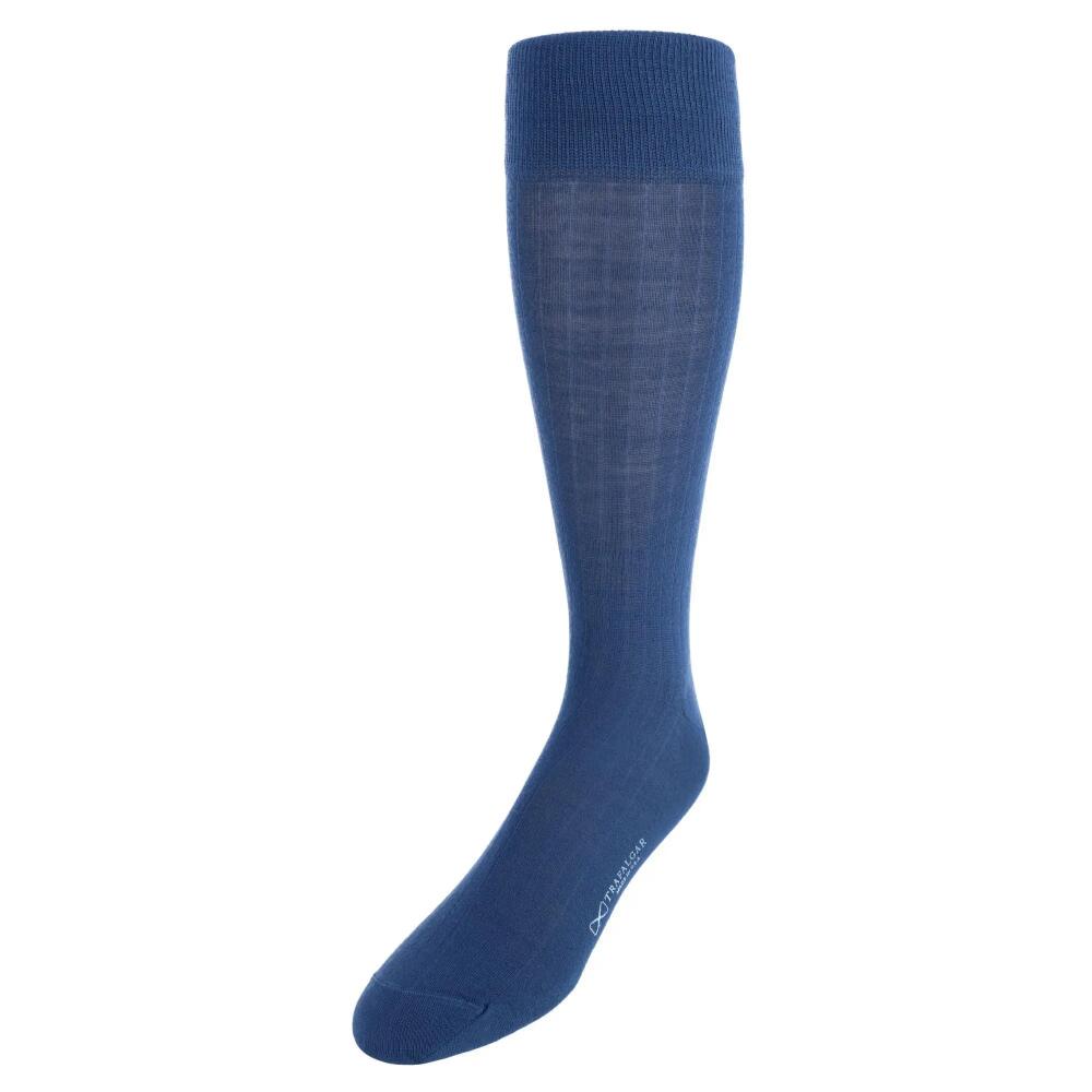 Trafalgar Sutton Fine Merino Wool Solid Color Ribbed Socks in Light Blue Cover