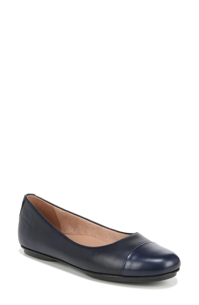 Naturalizer Maxwell Cap Toe Skimmer Flat in French Navy Blue Leather Cover