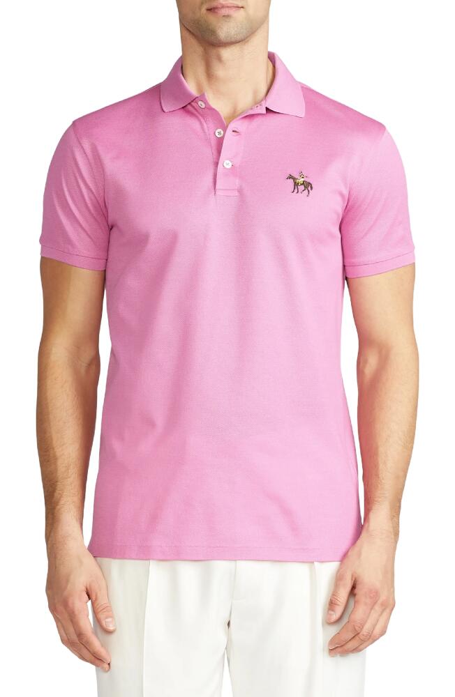 Ralph Lauren Purple Label Embroidered Standing Horse Cotton Piqué Polo in Classic Pale Pink Cover