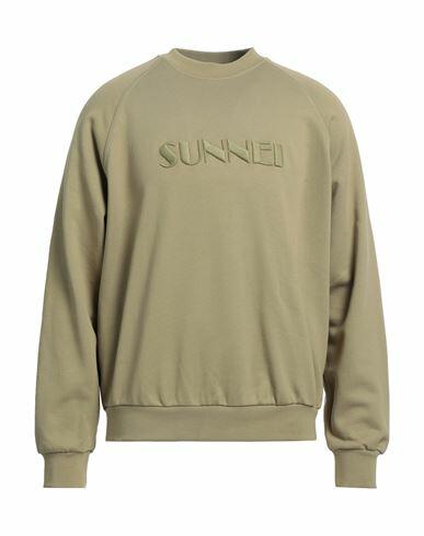 Sunnei Man Sweatshirt Military green Cotton Cover