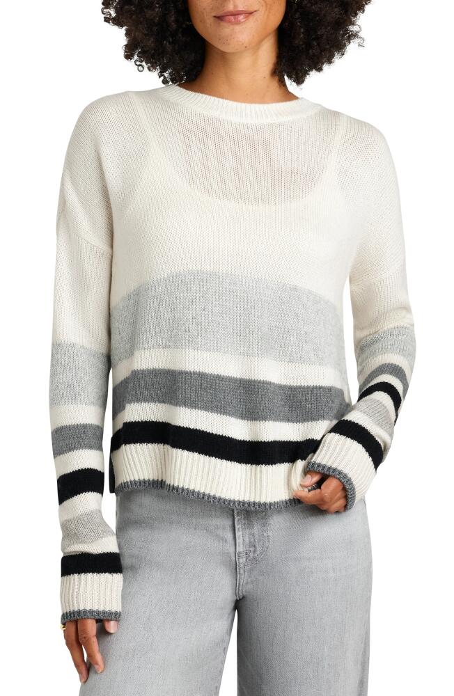 Splendid Maura Stripe Crewneck Sweater in Black White Multi Cover