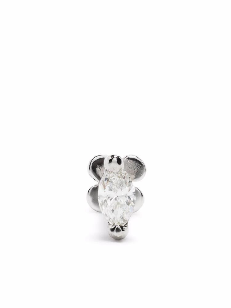 We by WHITEbIRD 18kt and 14kt white gold marquise diamond stud earring - Silver Cover