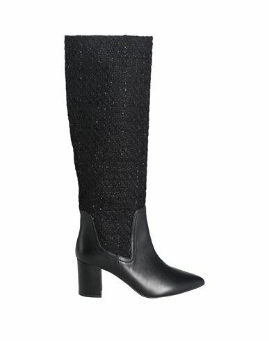 Mychalom Woman Boot Black Soft Leather, Textile fibers Cover