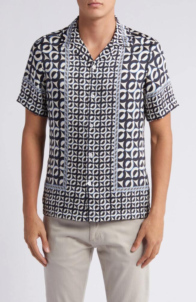 Reiss Prentice Regular Fit Geo Print Camp Shirt in Lapis Blue Cover