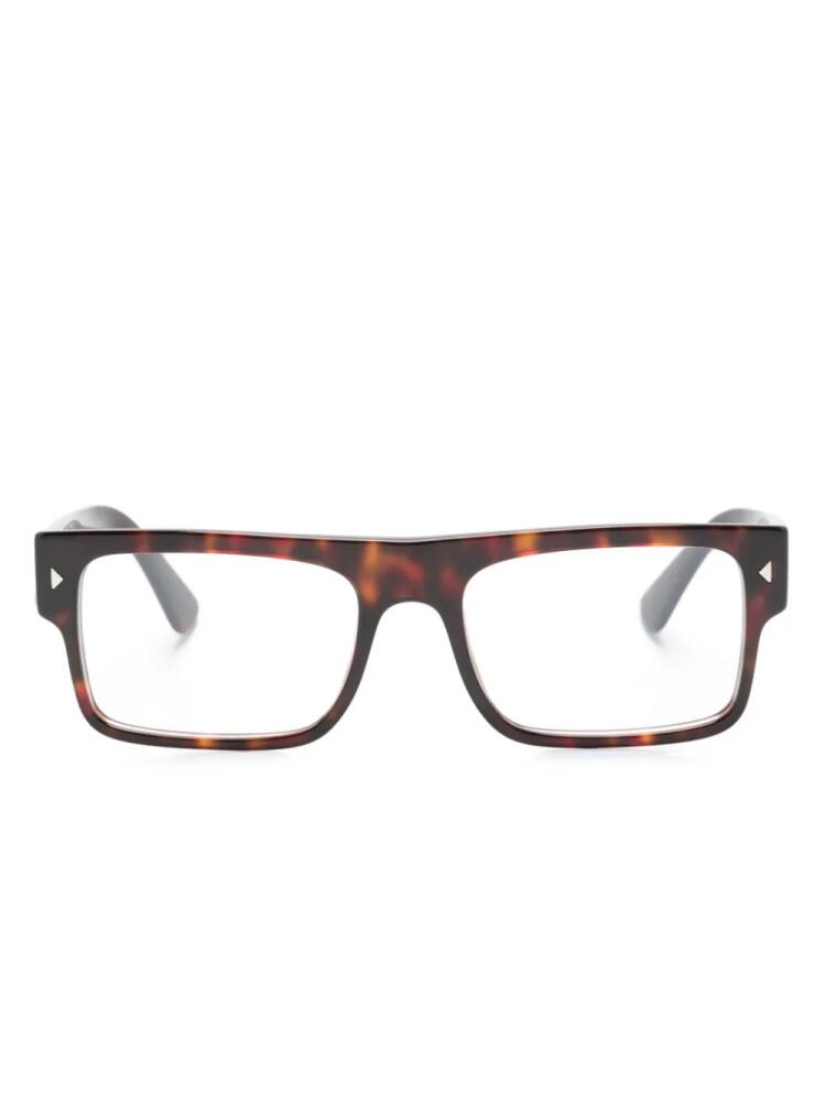 Prada Eyewear logo-print square-frame glasses - Brown Cover