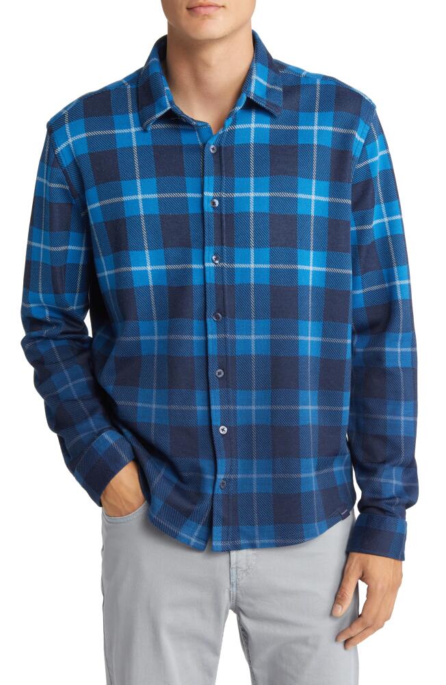 Stone Rose Plaid Jacquard Dip Dye Knit Button-Up Shirt in Navy Cover