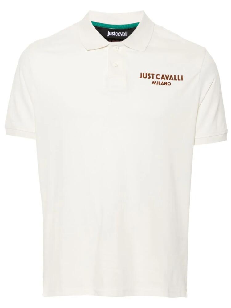 Just Cavalli logo-flocked polo shirt - White Cover