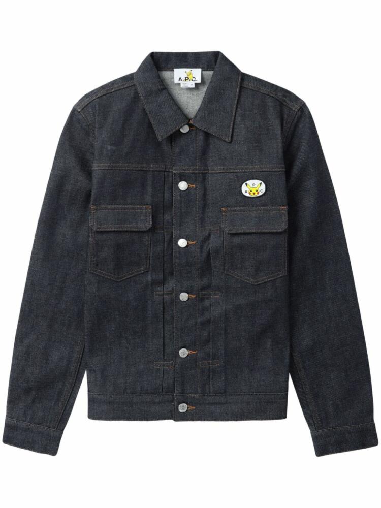 A.P.C. x Pokemon logo-appliqué denim jacket - Blue Cover