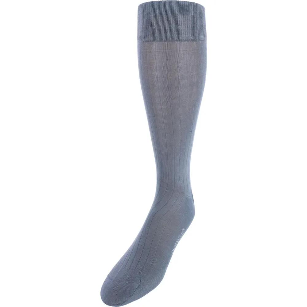 Trafalgar Jasper Mercerized Cotton Ribbed Mid-Calf Solid Color Socks in Steel Grey Cover