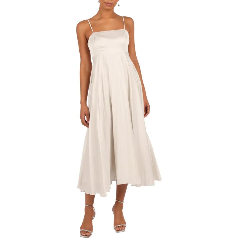 Petal & Pup Keegan Pleated Satin Dress in White Cover