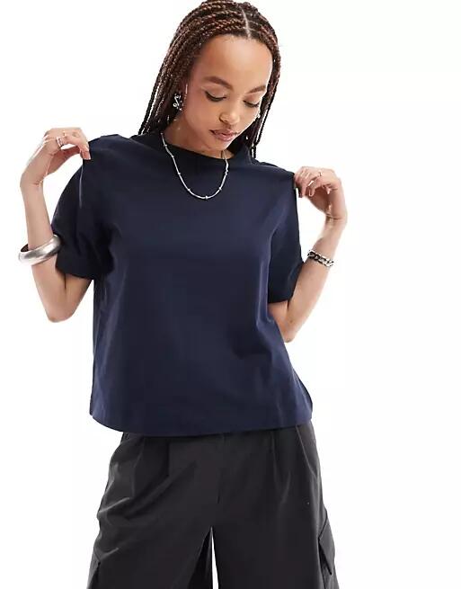 Weekday Perfect boxy fit T-shirt in dark blue Cover