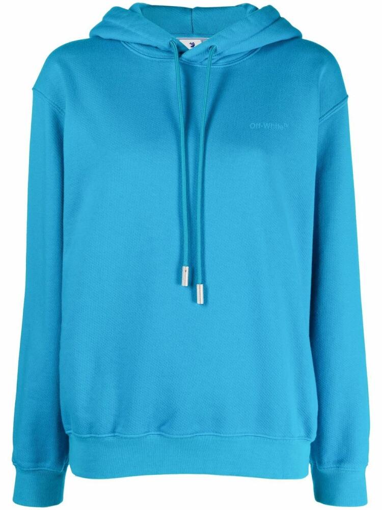 Off-White diagonal-stripe drawstring hoodie - Blue Cover