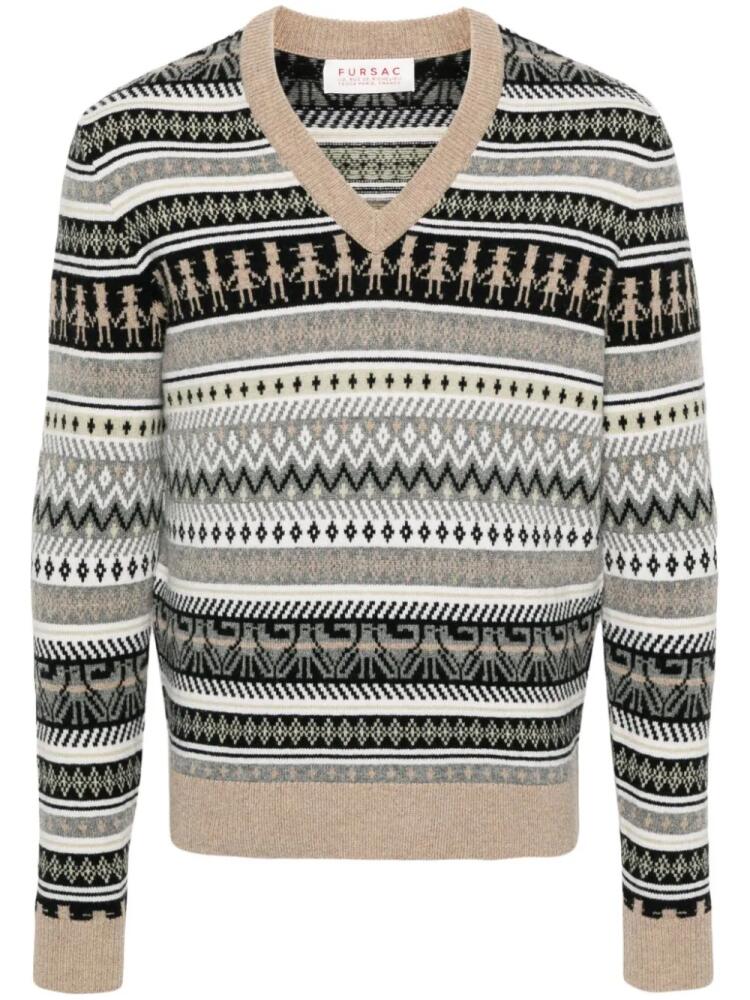 FURSAC intarsia-knit wool jumper - Neutrals Cover