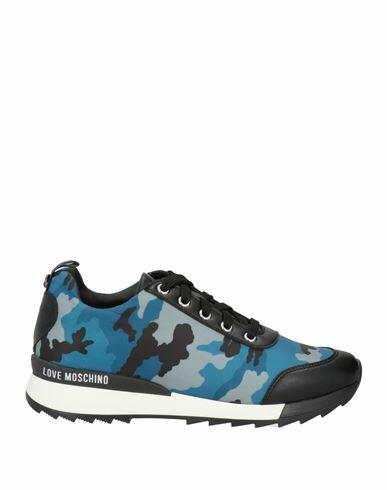 Love Moschino Woman Sneakers Azure Leather, Textile fibers Cover