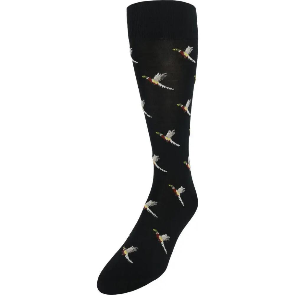 Trafalgar Birds of a Feather Mercerized Cotton Mid-Calf Socks in Black Cover