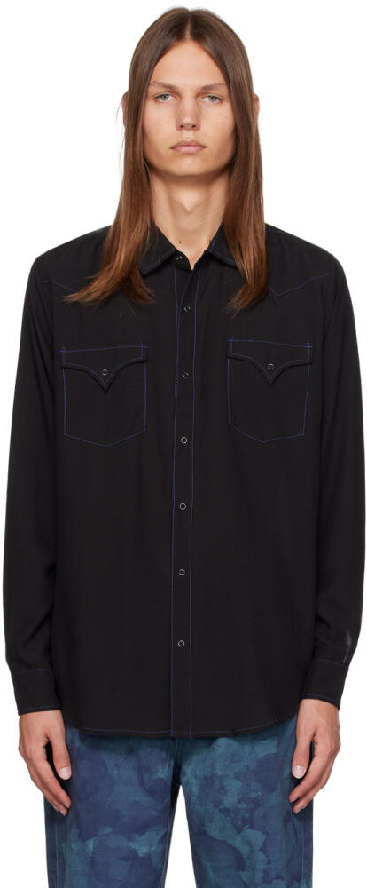 Double Rainbouu Black Contrast Shirt Cover