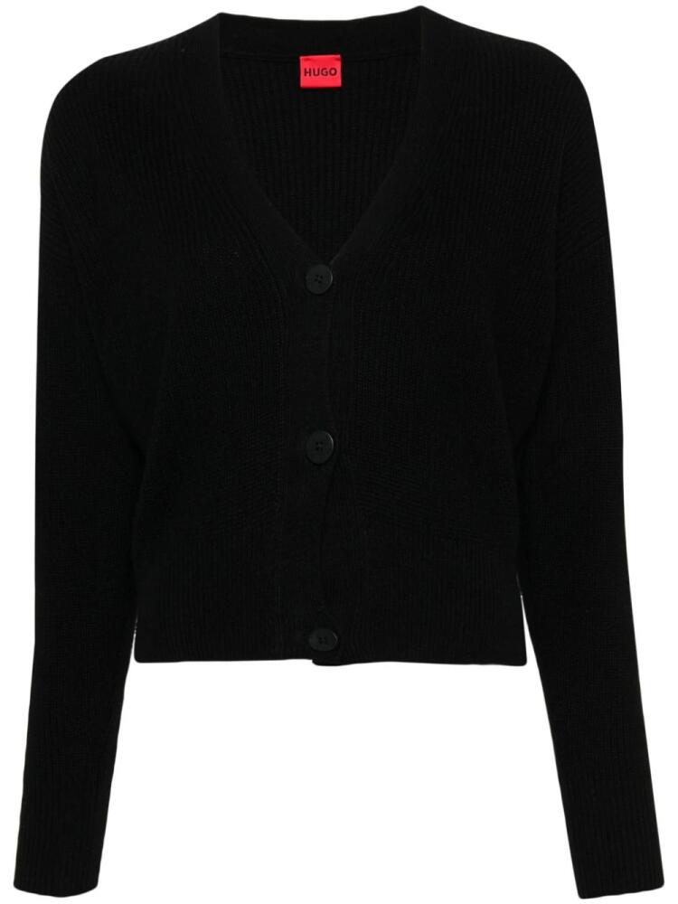 HUGO ribbed-knit cardigan - Black Cover