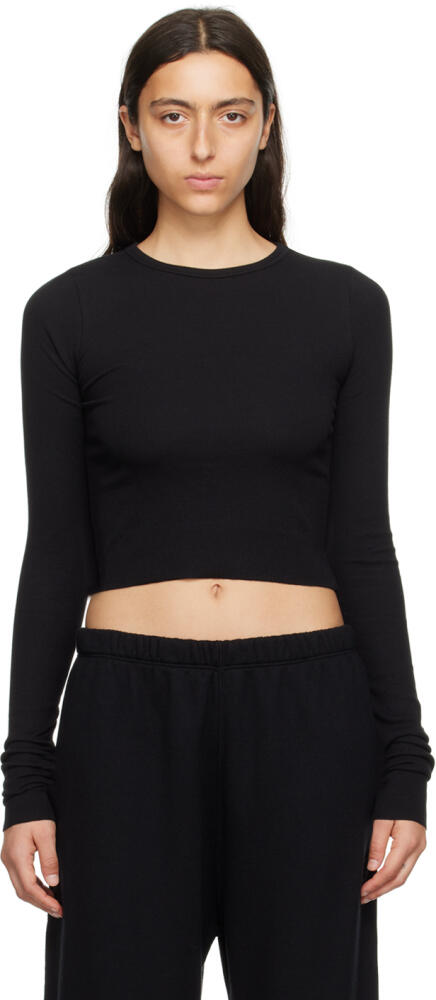 ÉTERNE Black Cropped Long Sleeve T-Shirt Cover