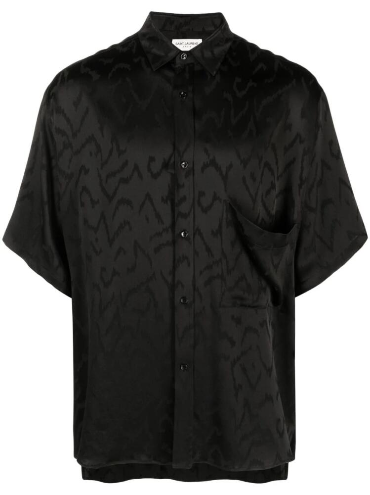 Saint Laurent patterned-jacquard short-sleeve shirt - Black Cover