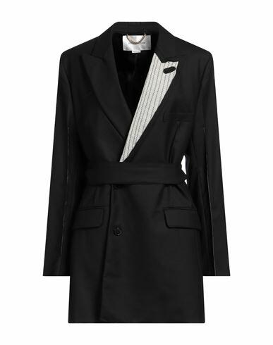 Victoria Beckham Woman Overcoat & Trench Coat Black Polyester, Virgin Wool, Elastane, Brass Cover