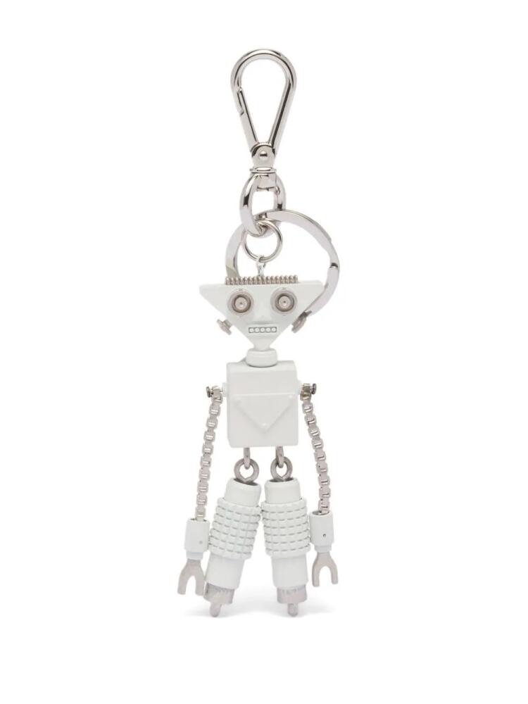 Prada Robot Trick saffiano leather keyring - White Cover