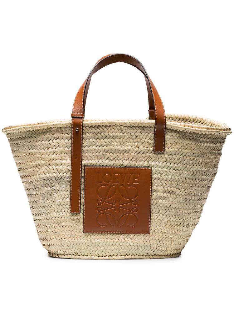 LOEWE large logo raffia basket bag - Neutrals Cover