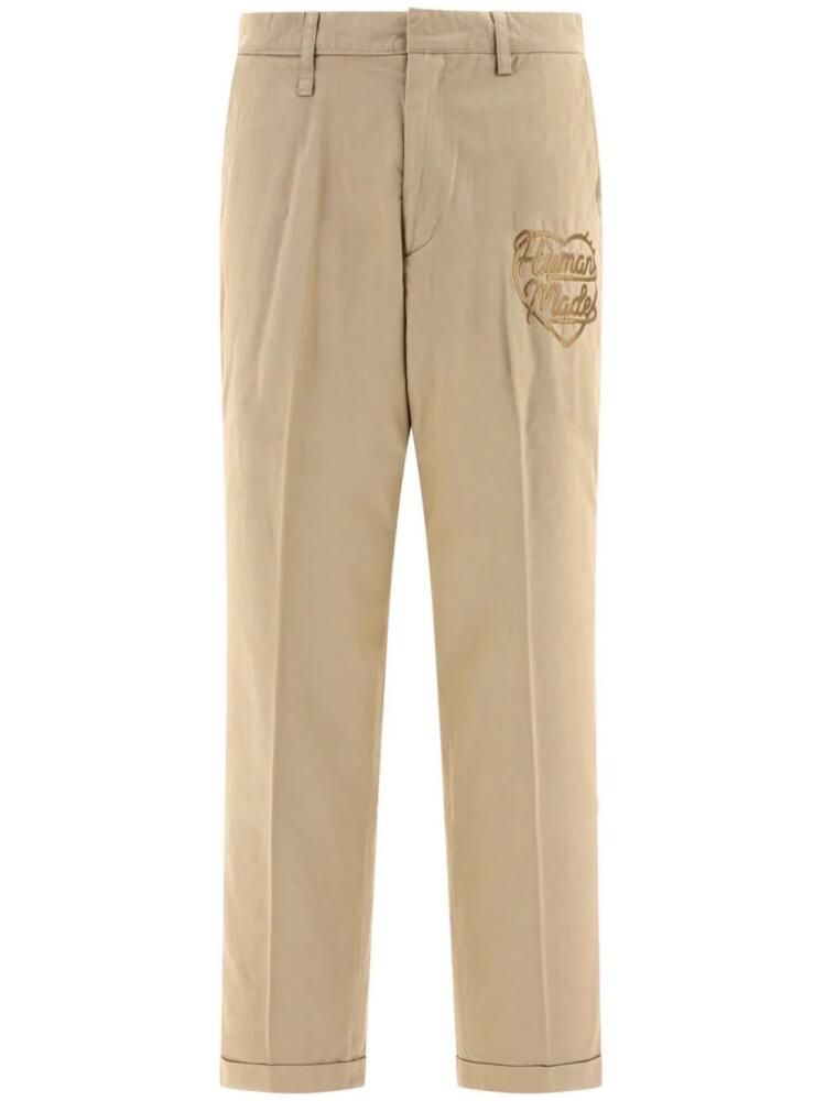 Human Made logo-embroidered cotton trousers - Neutrals Cover