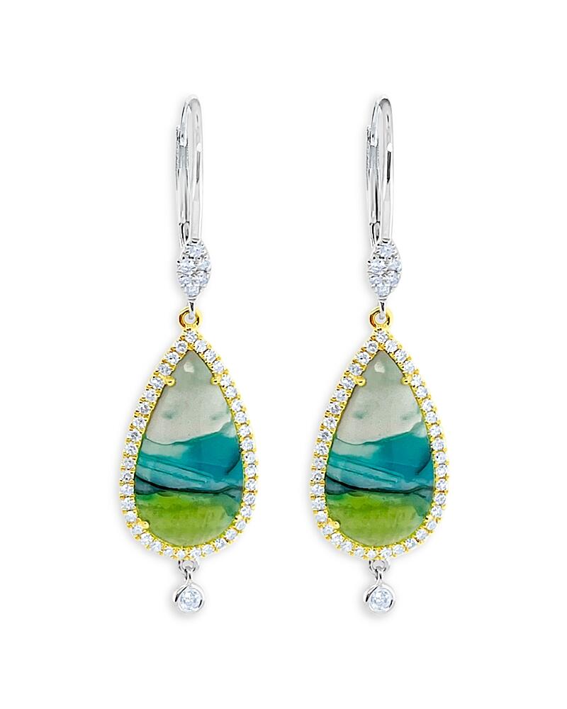 Meira T 14k White & Yellow Gold Opalized Wood & Diamond Drop Earrings Cover