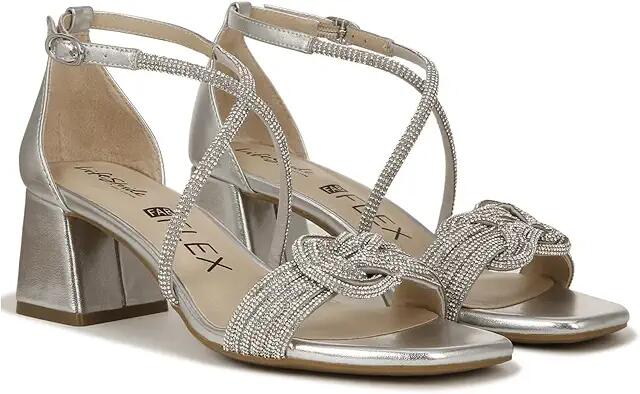 LifeStride Captivate Strappy Block Heel Dress Sandals (Silver) Women's Sandals Cover