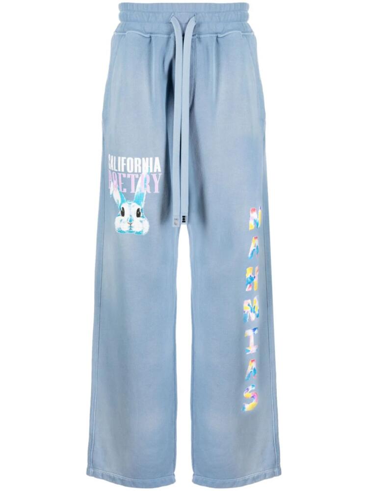 Nahmias logo-print cotton track pants - Blue Cover