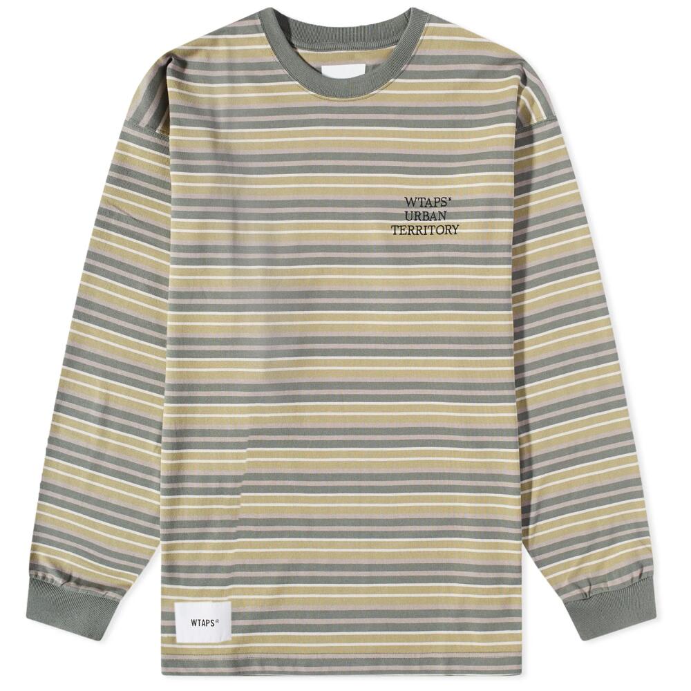 WTAPS Men's 06 Long Sleeve Stripe T-Shirt in Olive Drab Cover