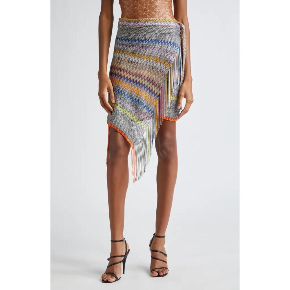 Missoni Chevron Knit Wrap Skirt in Grey/Orange Cover