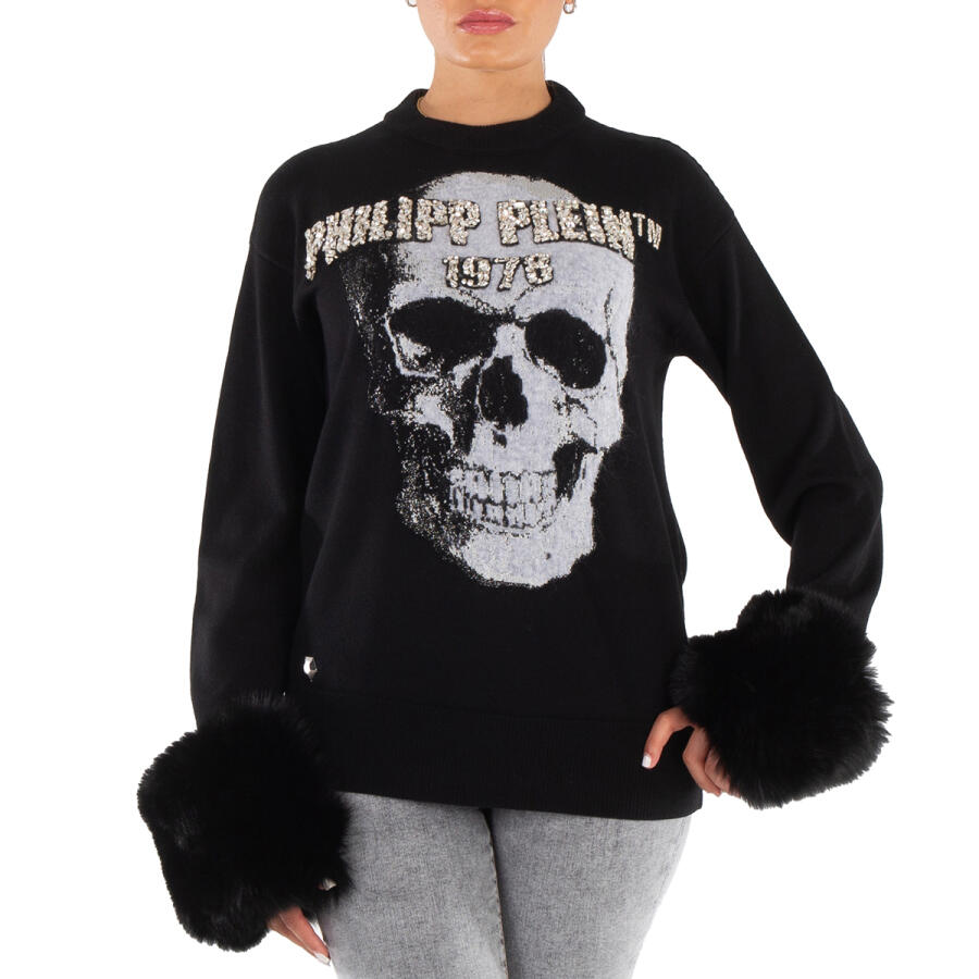 Philipp Plein Skull Embroidered Round Neck Pullover Cover