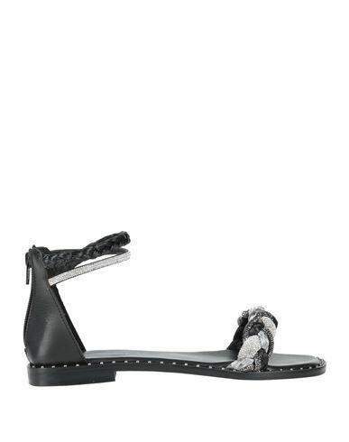 Cafènoir Woman Sandals Black Textile fibers, Soft Leather Cover