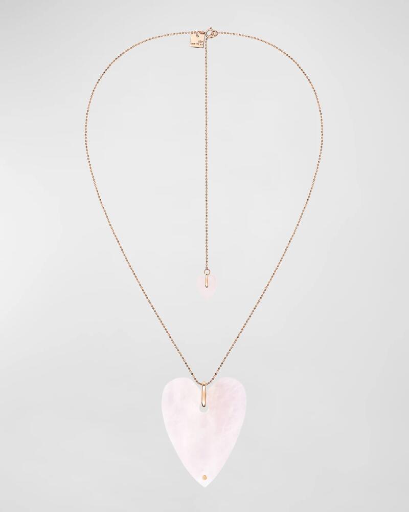 GINETTE NY Angele Jumbo Pink Quartz Heart on Chain Necklace Cover