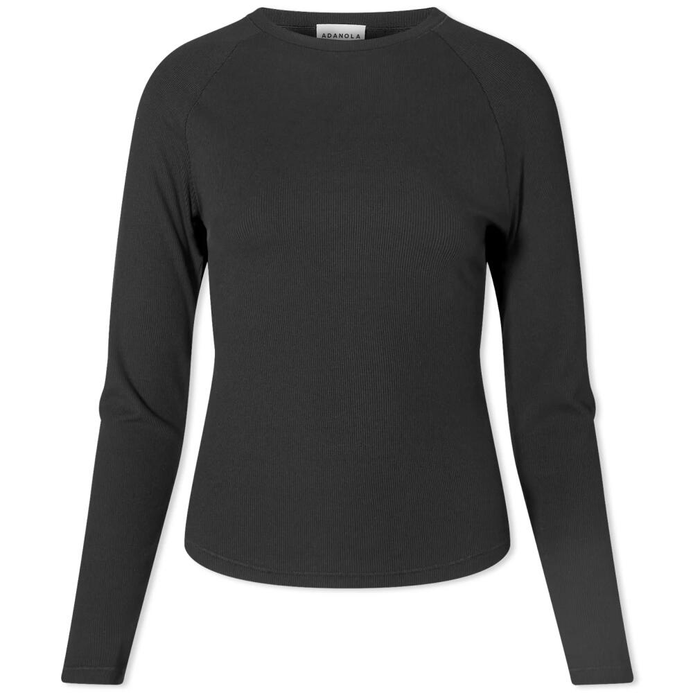 Adanola Women's Long Sleeve Rib Raglan Top in Black Cover