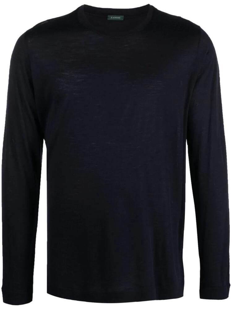 Zanone crew-neck virgin-wool jumper - Blue Cover