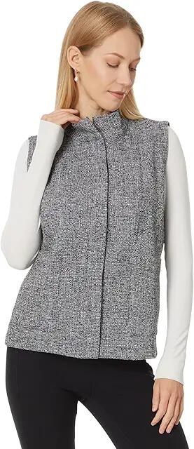 Eileen Fisher Stand Collar Vest (Black White) Women's Clothing Cover