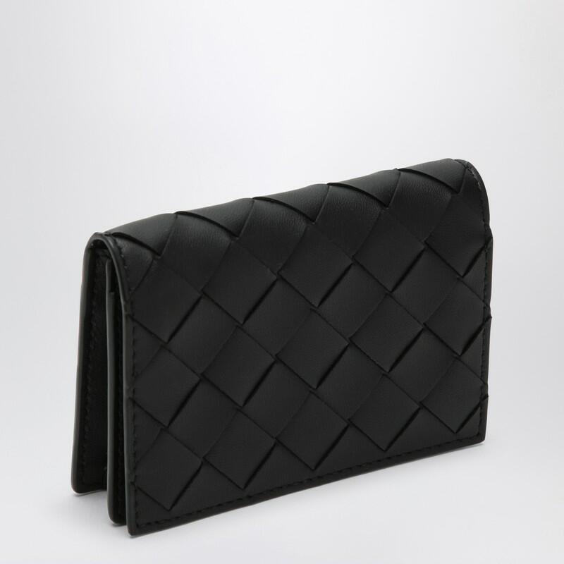 Bottega Veneta Black foldover top cardcase in Intrecciato Cover