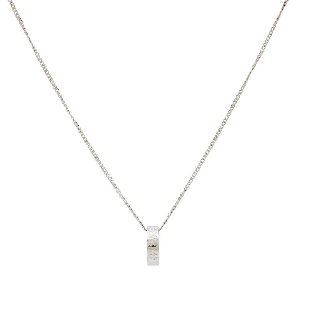 MM6 Maison Margiela Men's Number Logo Ring Necklace in Polished Silver Cover