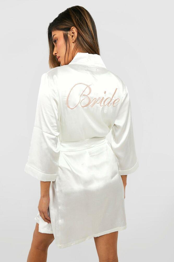 boohoo Womens Bride Satin Robe - White Cover