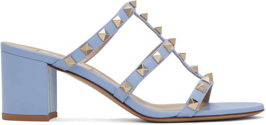 Valentino Garavani Blue Rockstud Calfskin 60 Heeled Sandals Cover