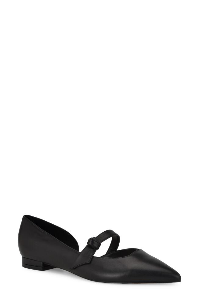 Nine West Luso Mary Jane Half D'Orsay Pointed Toe Flat in Black Cover